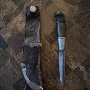 Vintage Handmade Damascus Steel Karambit Knife with Leather Sheath